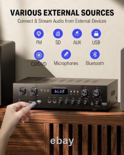 Donner MAMP5 600W 4-Channel Bluetooth HiFi Audio Power Amplifier Receiver Home