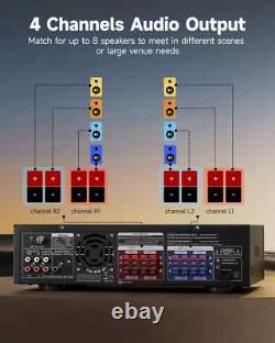 Donner MAMP5 Bluetooth 4 Channel HiFi Power Amplifier Receiver Audio Amp 440W /