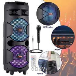Dual 8' Woofer Portable Wireless Speaker with LED Light, Mic, Bass Stereo Sound