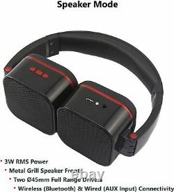 Dual Function 2 in 1 Bluetooth Headphone Speaker Wireless Wired Noise Isolation