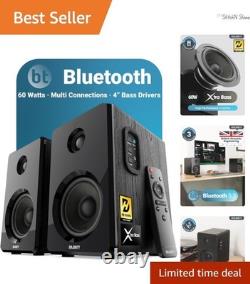 Elevate Your Sound with D40 Bluetooth Bookshelf Speakers 4 Drivers & Remote