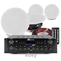 FCS 5 Multiroom Ceiling Speaker System 2-Zone Bluetooth Amplifier 4 Speakers