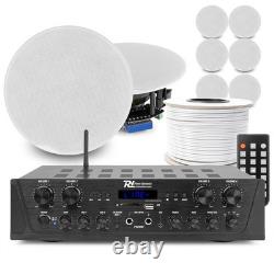 FCS 5 Multiroom Ceiling Speakers Set with 4-Zone Amplifier for Home Audio