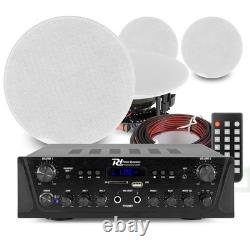 FCS 8 2-Zone Bluetooth Ceiling Speaker System Home Audio Amplifier Set