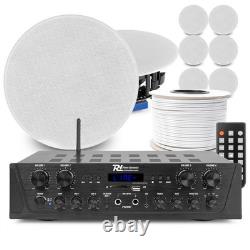 FCS 8 Multiroom Ceiling Speakers & 4-Zone PV240BT Amplifier Set, 8 Speakers