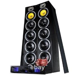 Fenton SHFT57B Hi-Fi Tower Speakers 600W System + Amplifier & Cables