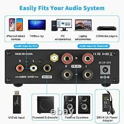 Fosi Audio BL20C Bluetooth 5.0 Stereo Audio Receiver Amplifier 2.1 CH Mini Hi-Fi