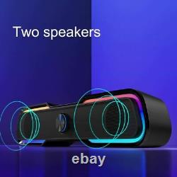 HP Wired Speaker SoundBar LED Light Stereo Bass Subwoofer Audio AUX Speaker Surr