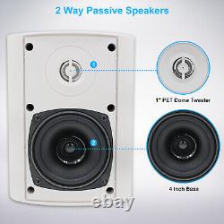 Herdio 200W 2x 4 Indoor Outdoor Bluetooth Wall Mount Waterproof Stereo Speakers