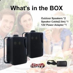 Herdio 2x 3.5 Outdoor Waterproof Bluetooth Wall 3-Way Stereo Speakers 200 Watt