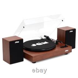 JAM Vintage-Style Wooden Bluetooth Turntable with Stereo Speakers Walnut
