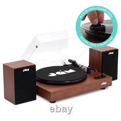 JAM Vintage-Style Wooden Bluetooth Turntable with Stereo Speakers Walnut