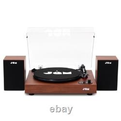 JAM Vintage-Style Wooden Bluetooth Turntable with Stereo Speakers Walnut