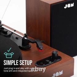 JAM Vintage-Style Wooden Bluetooth Turntable with Stereo Speakers Walnut