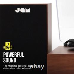 JAM Vintage-Style Wooden Bluetooth Turntable with Stereo Speakers Walnut
