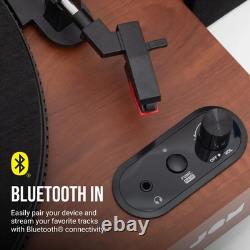 JAM Vintage-Style Wooden Bluetooth Turntable with Stereo Speakers Walnut