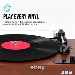 JAM Vintage-Style Wooden Bluetooth Turntable with Stereo Speakers Walnut