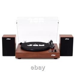 JAM Vintage-Style Wooden Bluetooth Turntable with Stereo Speakers Walnut Finis