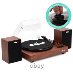 JAM Vintage-Style Wooden Bluetooth Turntable with Stereo Speakers Walnut Finis