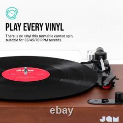 JAM Vintage-Style Wooden Bluetooth Turntable with Stereo Speakers Walnut Finis
