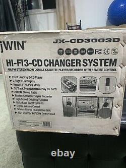 JWin JX-CD3003D Hi-Fi CD/AM/FM Stereo Mini Audio System w Speakers/AUX -SEALED