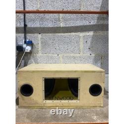 Kenwood Stereo Car Audio Subwoofer Speakers Beige Wired Wooden Box Dual Woofer Kenwood Stereo Car Audio Subwoofer Speakers Beige Wired Wooden Box Dual Woofer