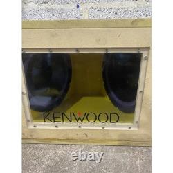 Kenwood Stereo Car Audio Subwoofer Speakers Beige Wired Wooden Box Dual Woofer