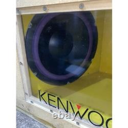 Kenwood Stereo Car Audio Subwoofer Speakers Beige Wired Wooden Box Dual Woofer