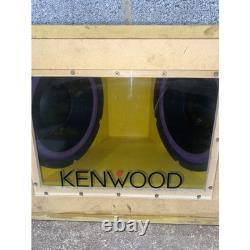 Kenwood Stereo Car Audio Subwoofer Speakers Beige Wired Wooden Box Dual Woofer