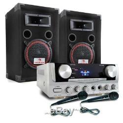 Kit Completo Impianto Karaoke Audio Stereo Dj Pa Amplificatore Casse 1000w Party