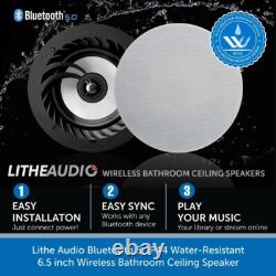 Lithe Audio IP44 Wireless Bluetooth Bathroom Ceiling Speaker Active Single 03210