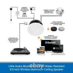 Lithe Audio IP44 Wireless Bluetooth Bathroom Ceiling Speaker Active Single 03210