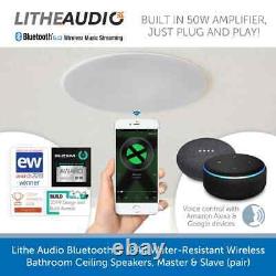 Lithe Audio IP44 Wireless Bluetooth Ceiling Speakers Active Pair 03211
