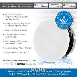 Lithe Audio WiFi V2 IP44 Bathroom Ceiling Speaker Bluetooth App Control (SINGLE)