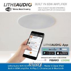 Lithe Audio WiFi V2 IP44 Bathroom Ceiling Speaker Bluetooth App Control (SINGLE)