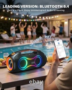 Loud 180W Peak Outdoor Bluetooth Speaker Bass Boost Party Sound System RGB