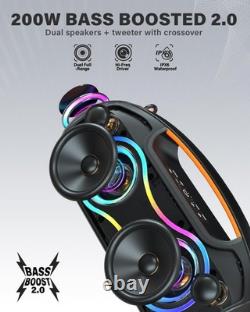 Loud 180W Peak Outdoor Bluetooth Speaker Bass Boost Party Sound System RGB
