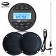 Marine Audio Stereo Receiver Bluetooth Boat Radio And Black Speakers And Antenna