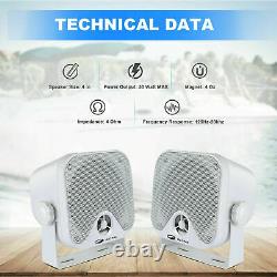 Marine Bluetooth Stereo Receiver Audio + 4 inch Waterproof Speakers+ Antenna
