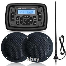 Marine Radio Stereo Bluetooth Audio Receiver + 4 inch Speakers + FM AM Antenna