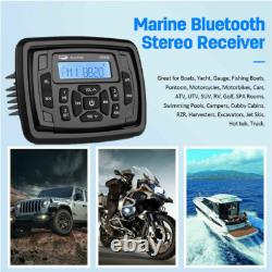 Marine Stereo Bluetooth Audio Receiver + 2x Boat Speakers + Aerial for ATV UTV