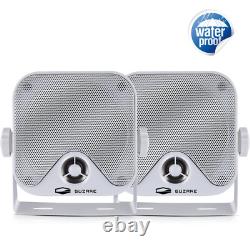 Marine Stereo Bluetooth Audio Receiver + 2x Boat Speakers + Aerial for ATV UTV