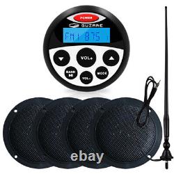 Marine Stereo Bluetooth Receiver Waterproof Boat Radio + 4 Speaker + Antenna