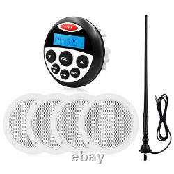 Marine Stereo Waterproof Bluetooth Receiver Radio + 4 Inch Speakers + Antenna