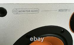 Monitor Audio Monitor 50 bookshelf stereo hi-fi speakers in white and orange