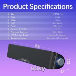 Nylavee Computer Speakers, Hi-Fi Stereo Computer Sound Bar with Bluetooth and 3