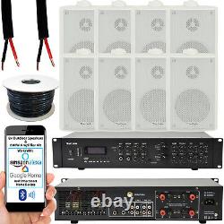 Outdoor Bluetooth Stereo System 120W White Weatherproof Speakers Garden Audio