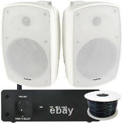 Outdoor Wi Fi Speaker Kit 2x 140W White IP44 Stereo Amplifier Garden BBQ Party