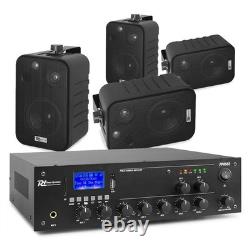 PDP BV40V 4 Wall Speakers & 2-Zone Mixer Amplifier PA System Black