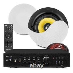 PD Home Audio Ceiling Speaker System with AD220B Bluetooth Amplifier 2x KVCS5